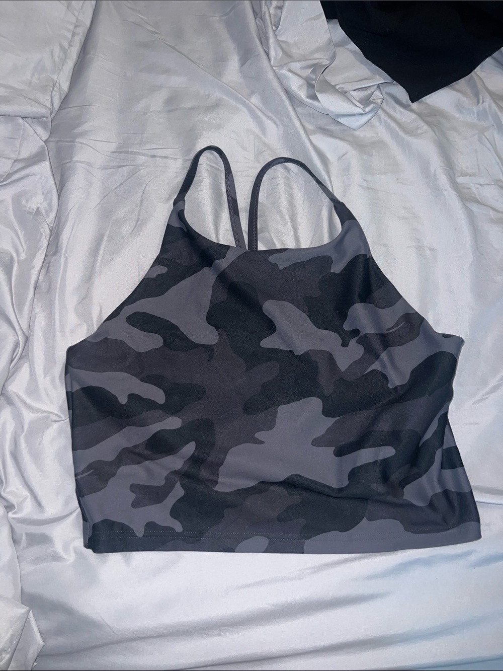 Old Navy Gray and Black Camo Crop Tank Top